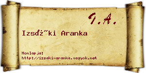Izsáki Aranka névjegykártya